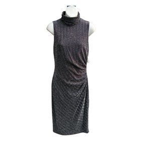 NWT Lauren Ralph Lauren Esben Metallic Sleeveless Cocktail Midi Dress Blk/Silv 8